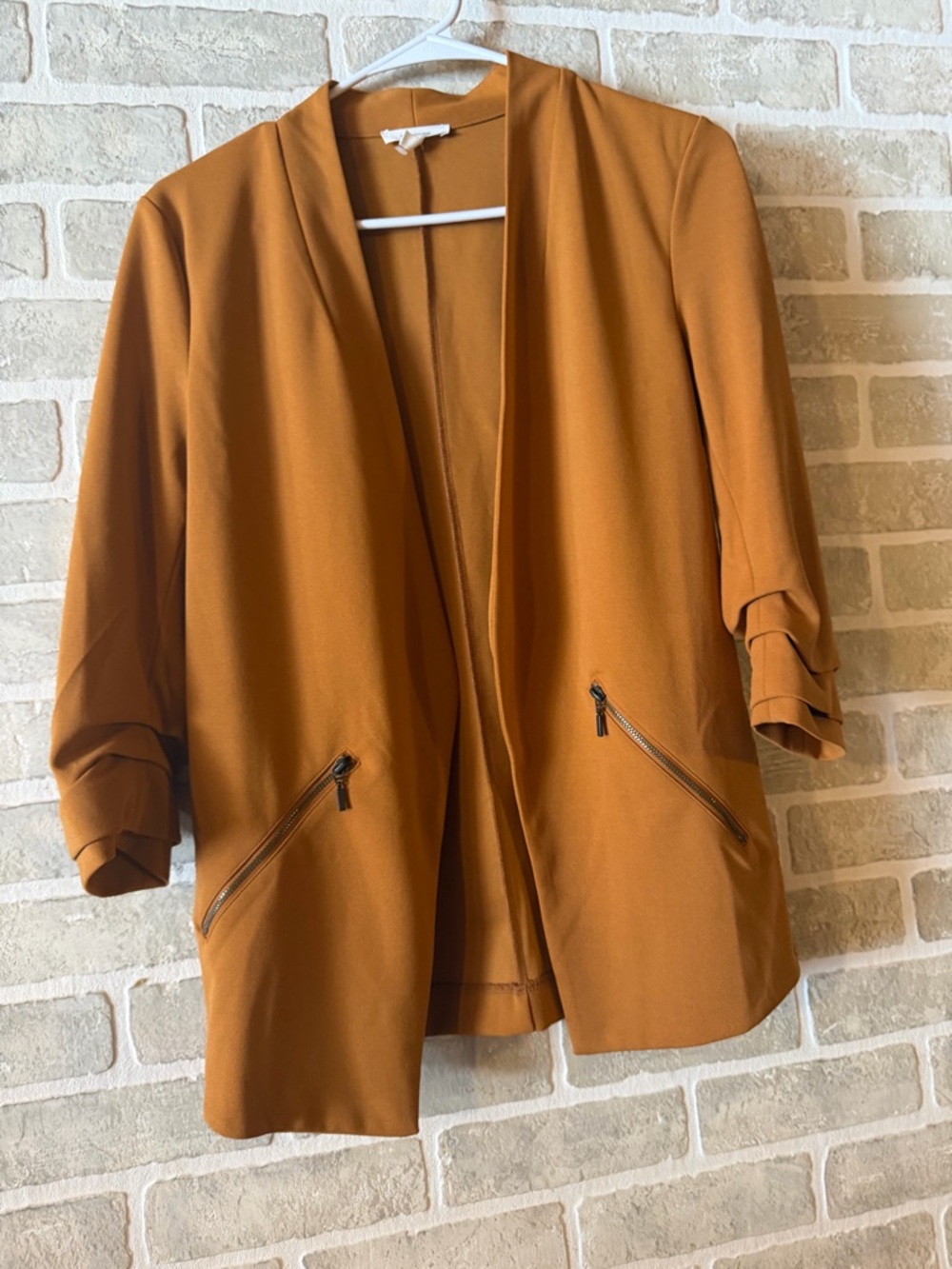 Maurices Rust-Tone Open Front Blazer with Zipper Pockets